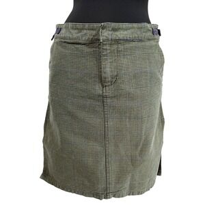Volcom Gals Green Houndstooth Plaid‎ Mini Skirt Size 11 Cotton Skater Y2K Grunge